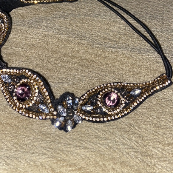 Rhinestones & beads soft elastic headband Hair Accesory Head band - Picture 5 of 8